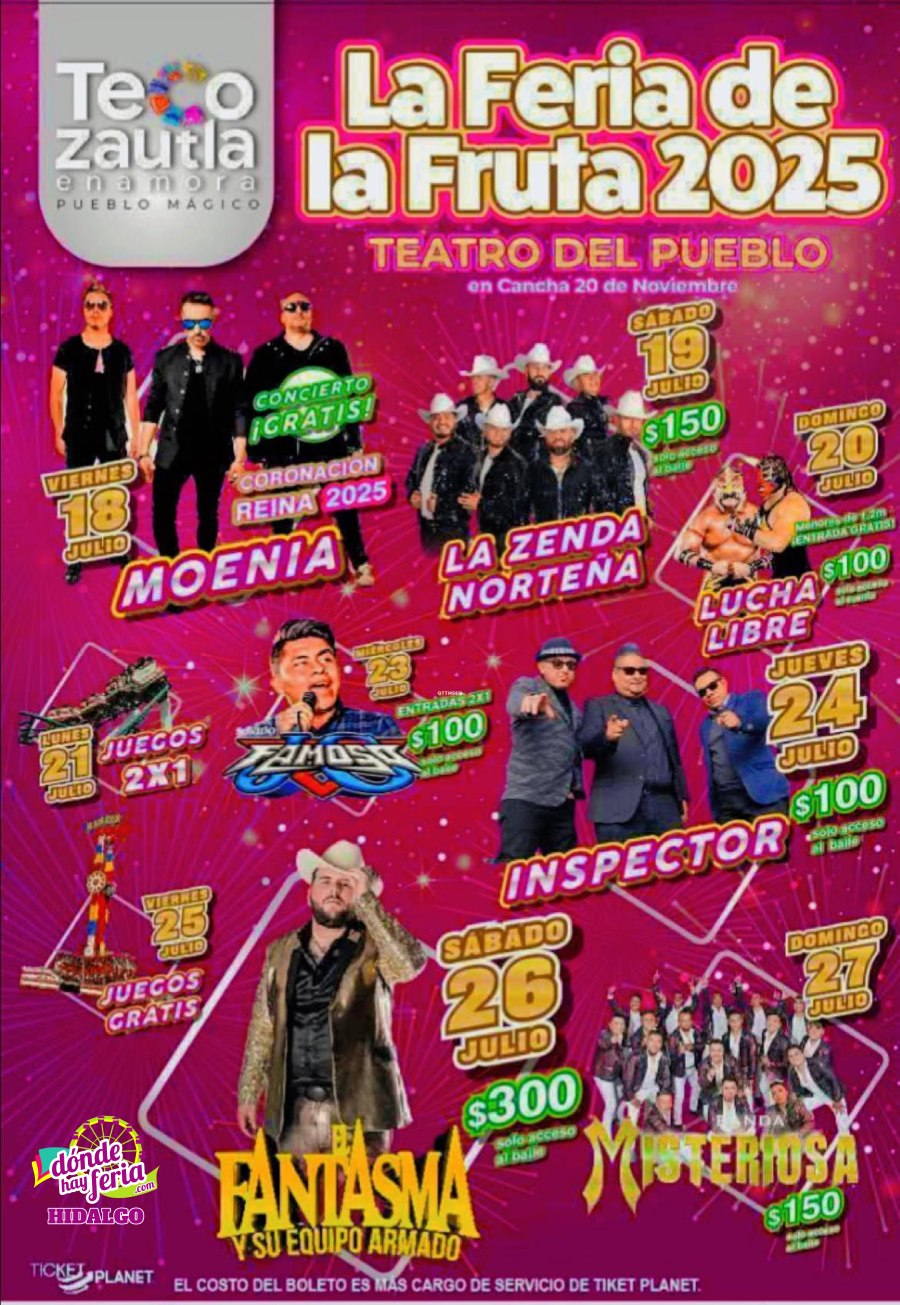 Cartelera artística - Feria de la Fruta Tecozautla 2025