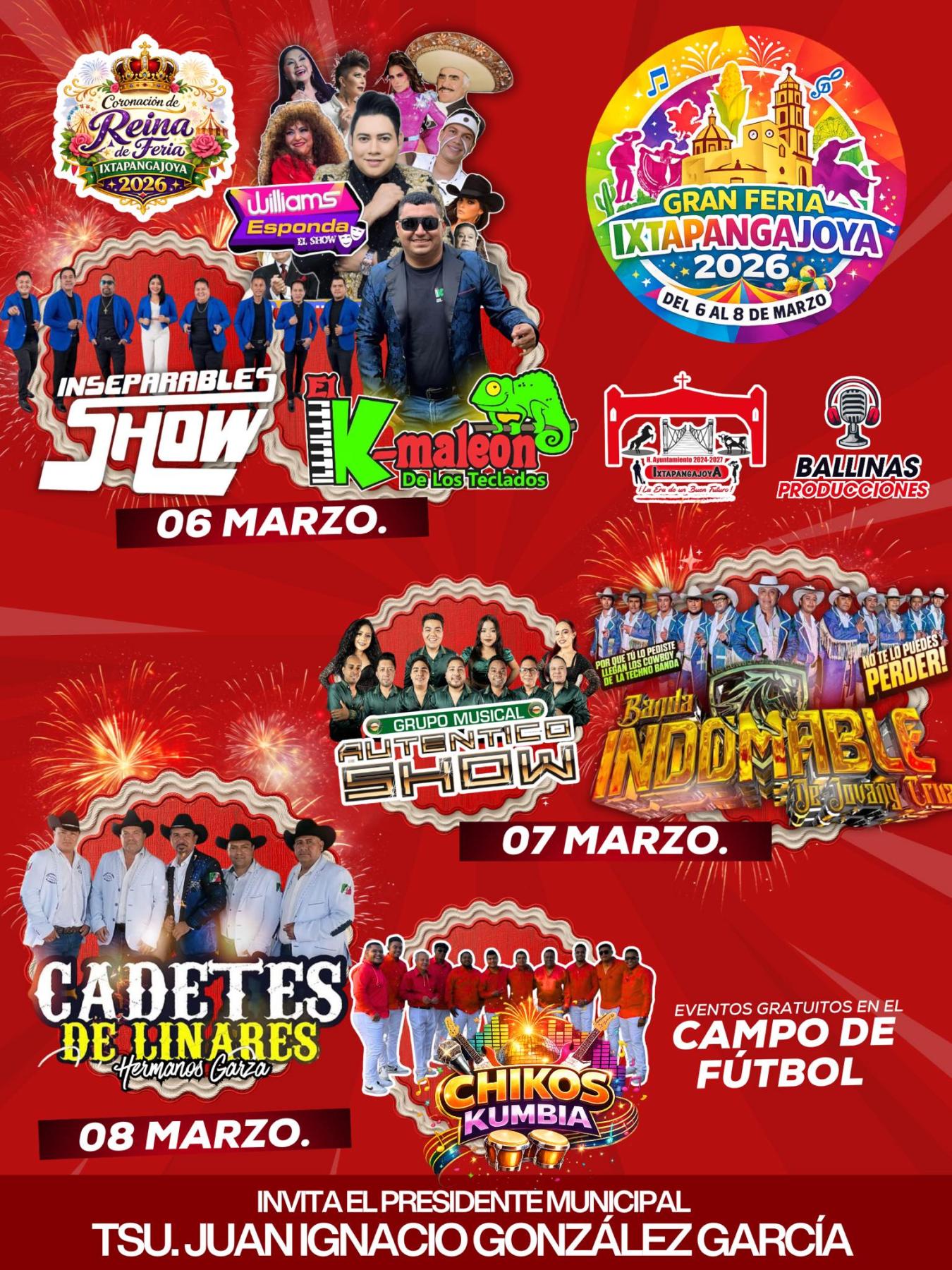 Cartelera estelar Feria Ixtapangajoya 2026