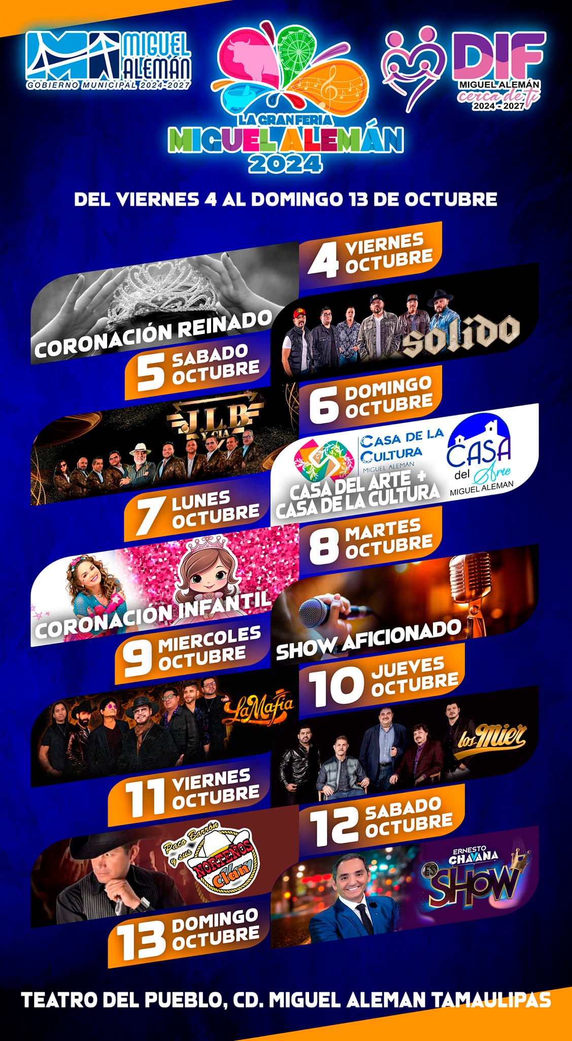 Cartelera artística - Feria Miguel Alemán 2024