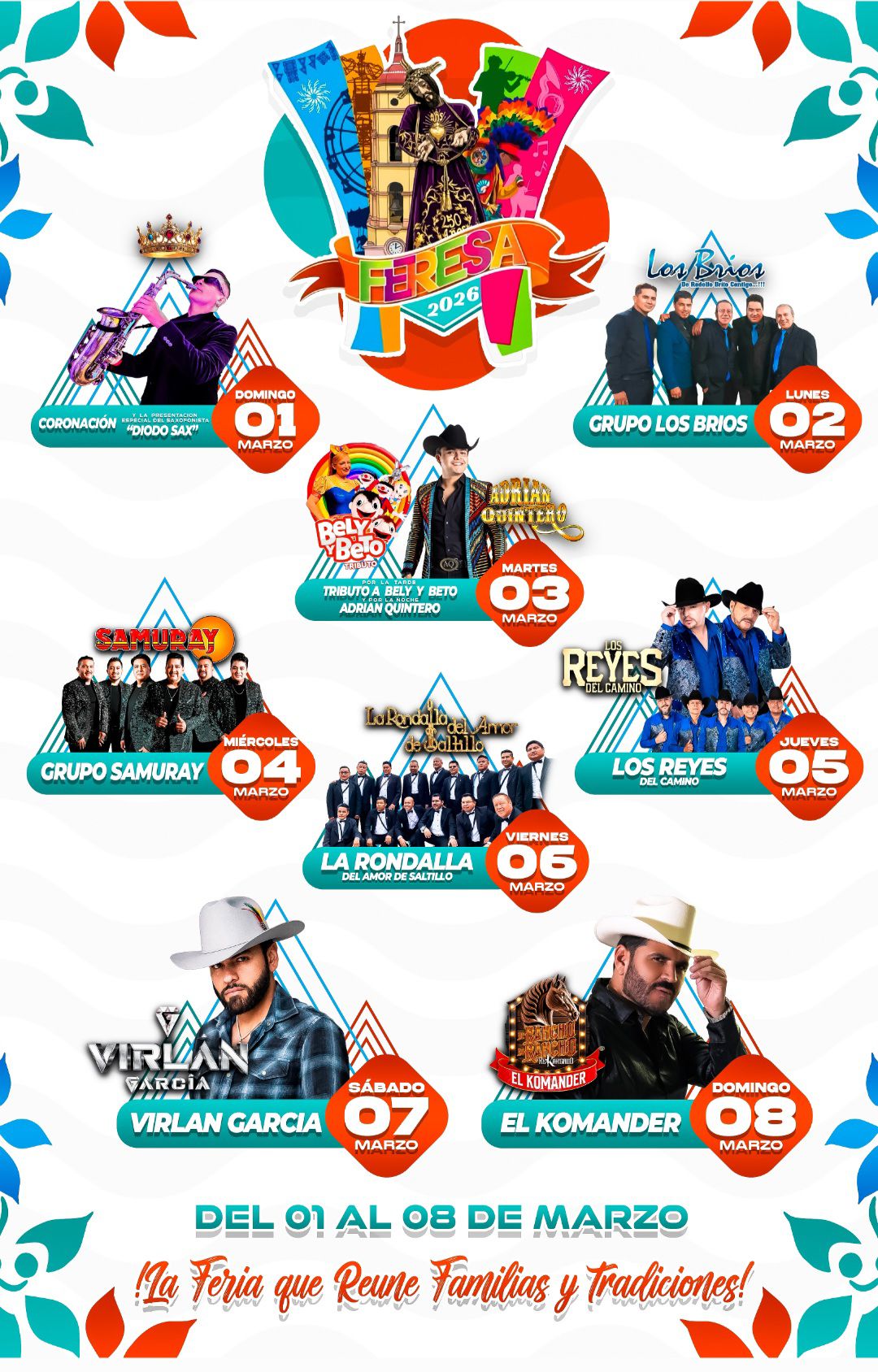 Cartelera estelar Feria Regional Salinas FERESA 2026