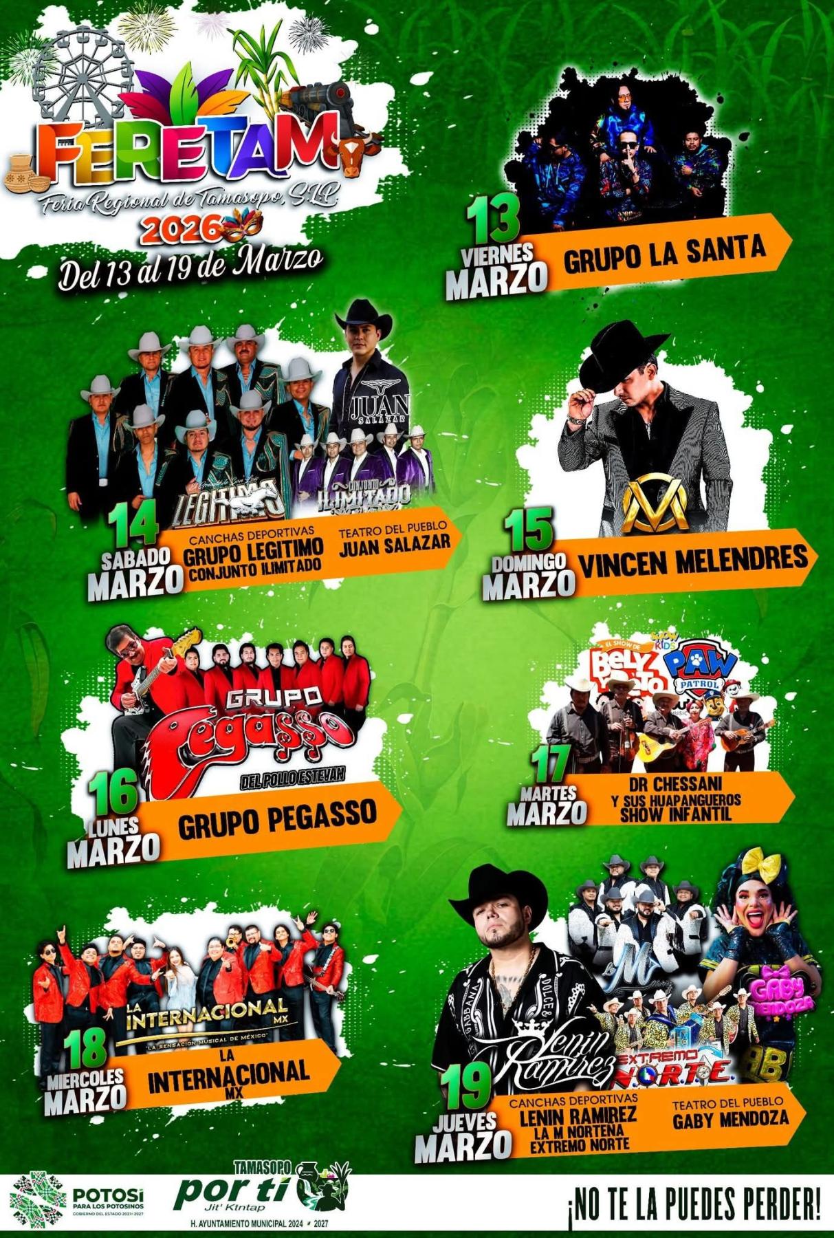 Cartelera artística Feria Regional Tamasopo 2026