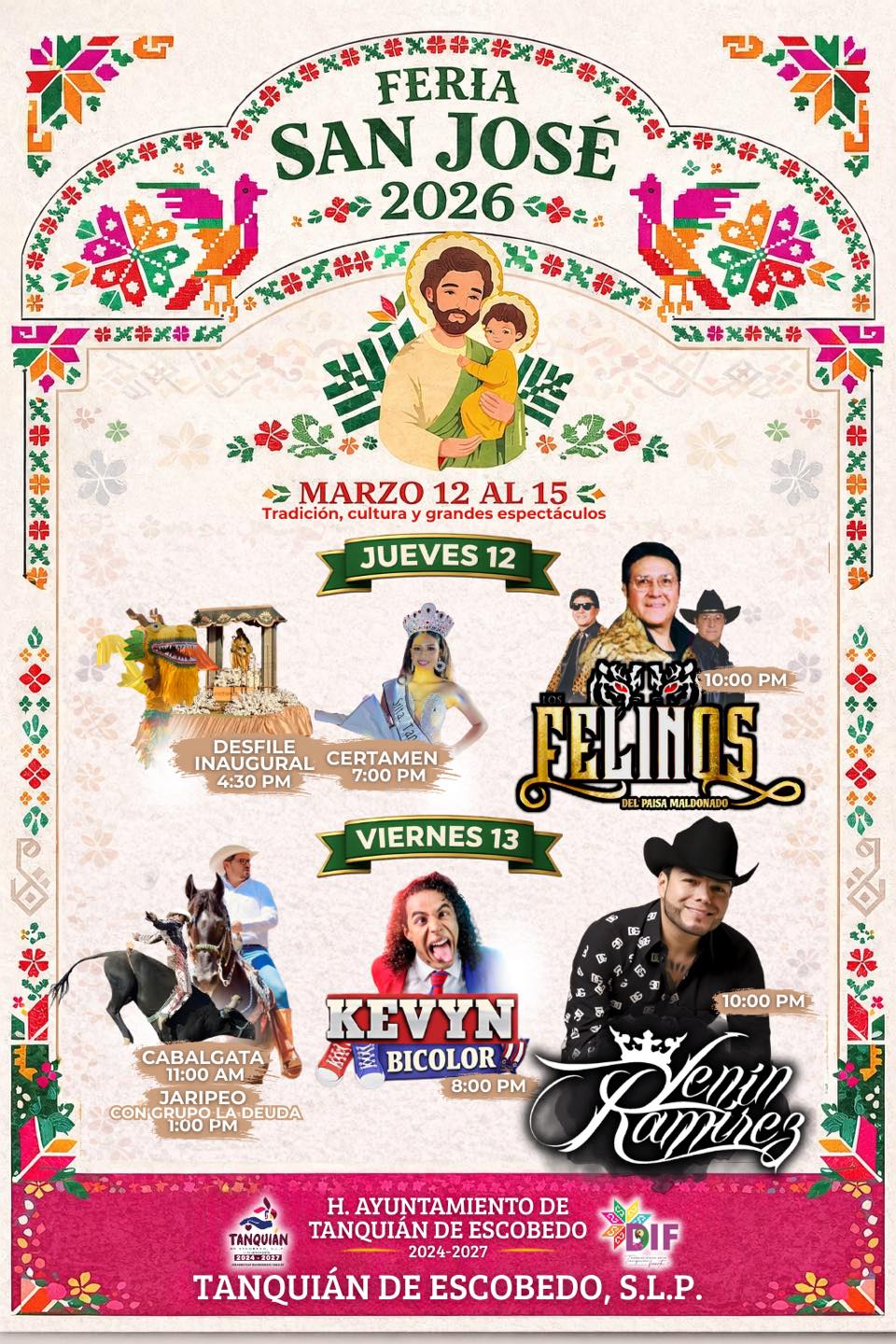Cartelera Feria Patronal San José Tanquián 2026