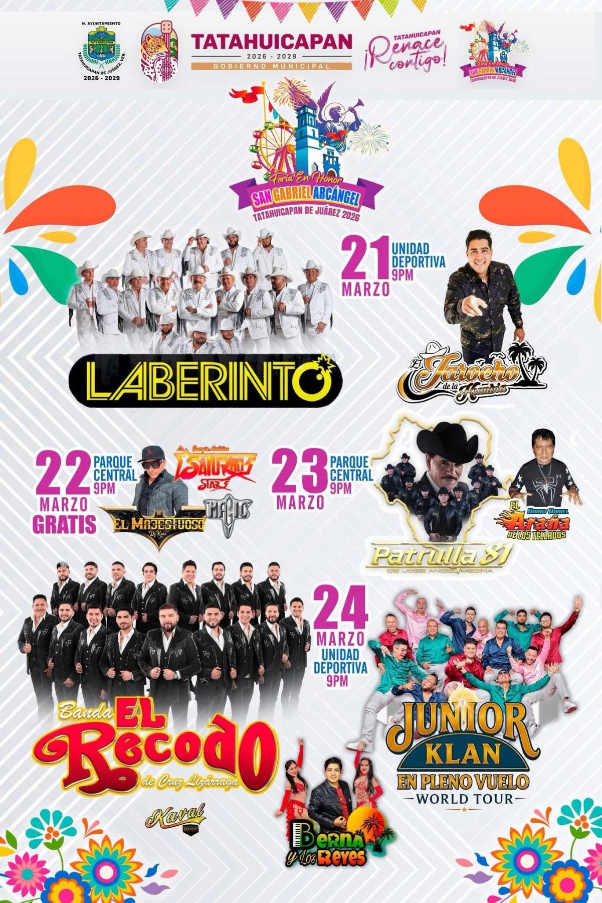 Cartelera artística Feria Tatahuicapan de Juárez 2026
