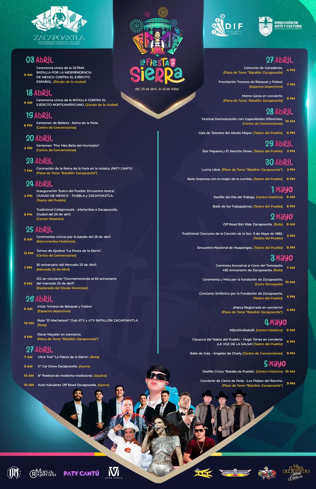 Programa de la Feria Zacapoaxtla 2025