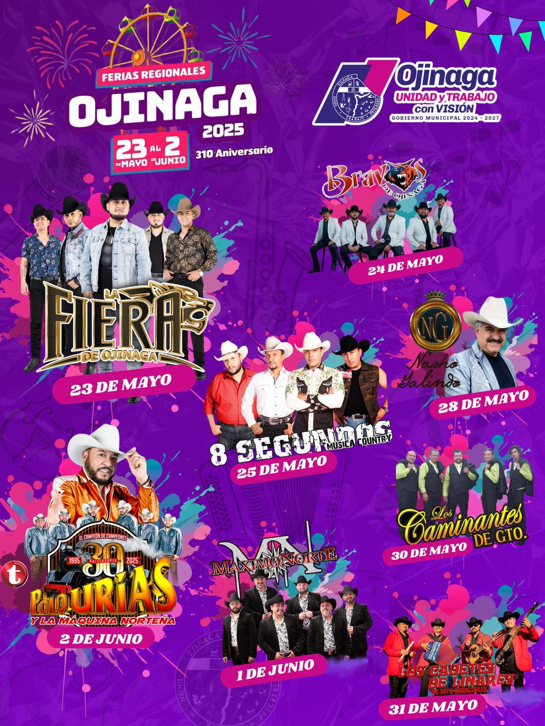 Cartelera artística - Ferias Regionales Ojinaga 2025
