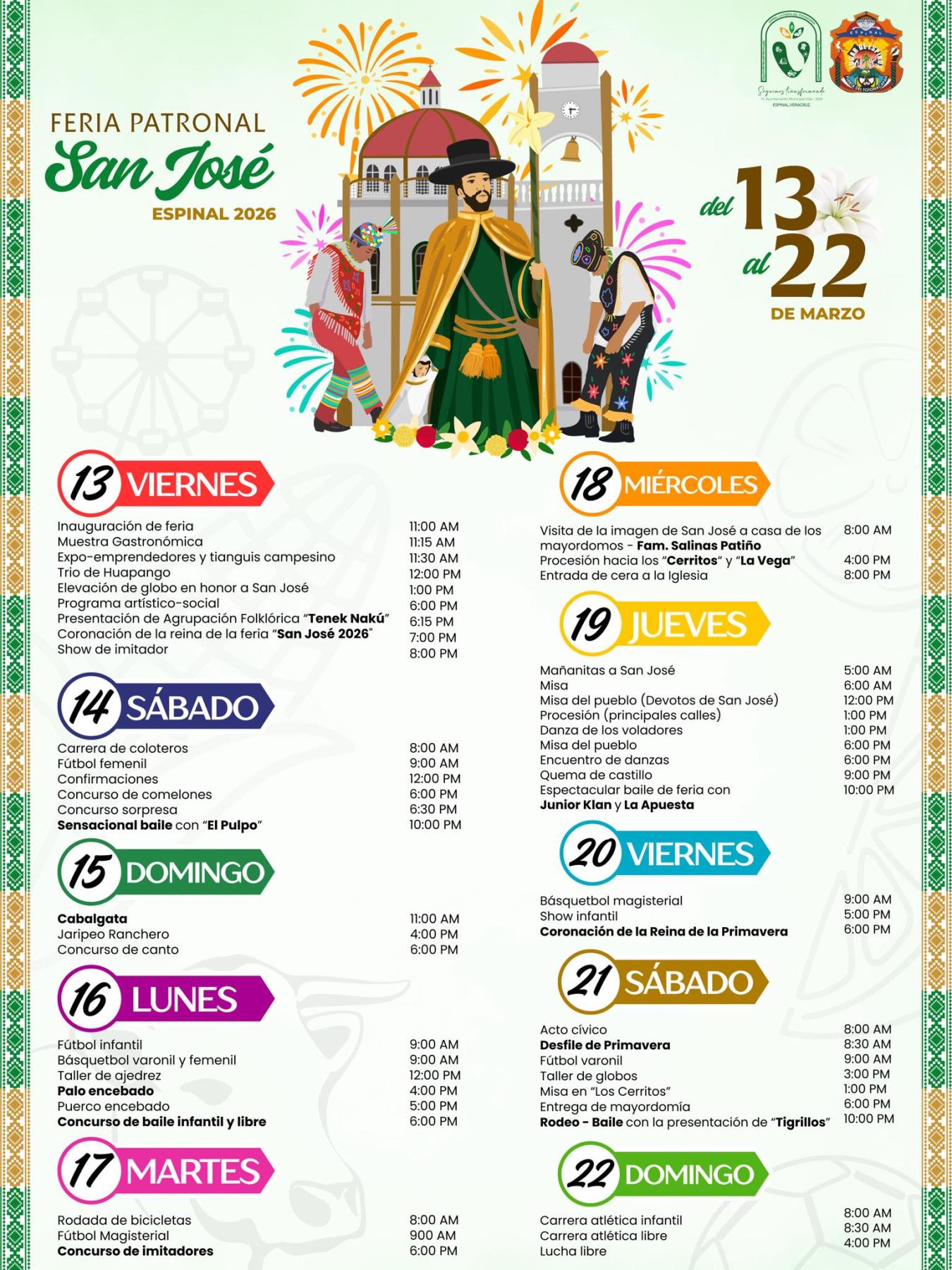 Programa y Cartelera - Fiesta Patronal San José Espinal 2026