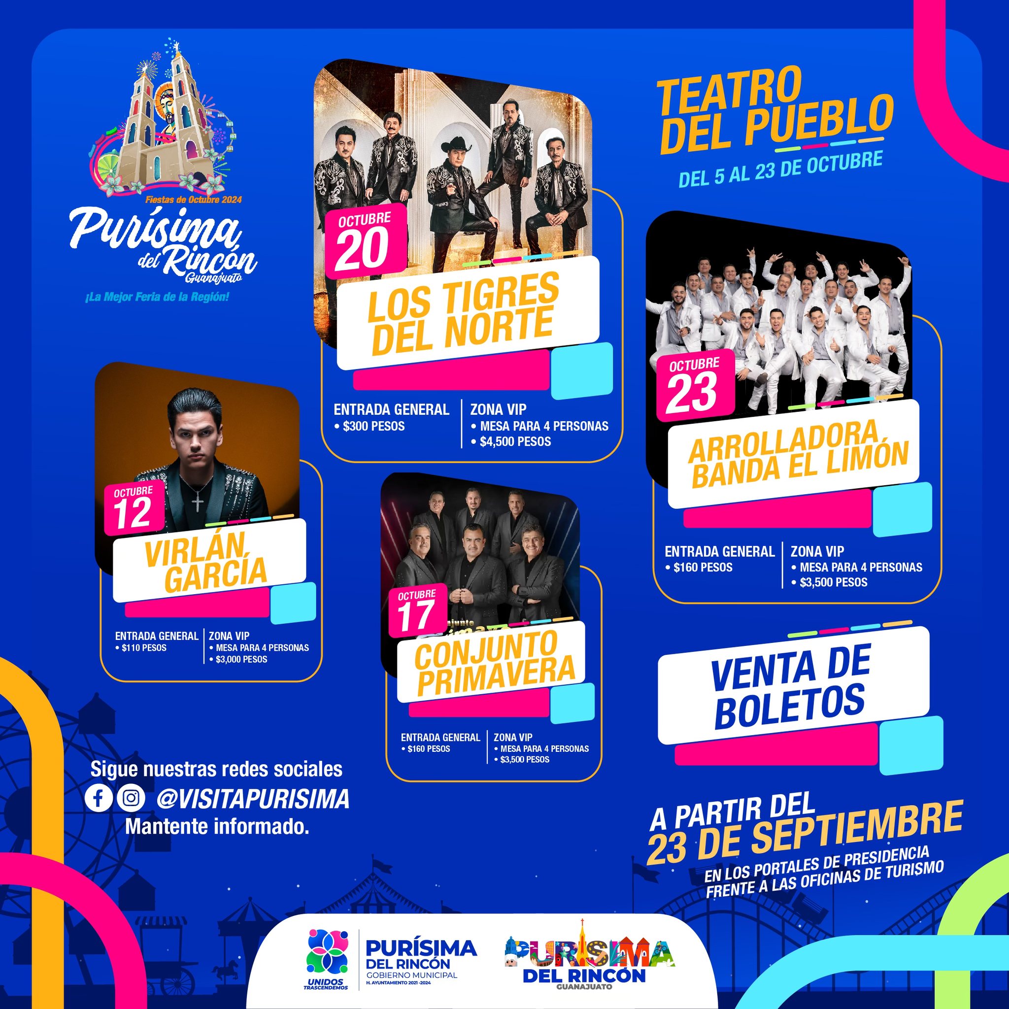 Cartelera estelar - Fiestas de Octubre Purísima del Rincón 2024