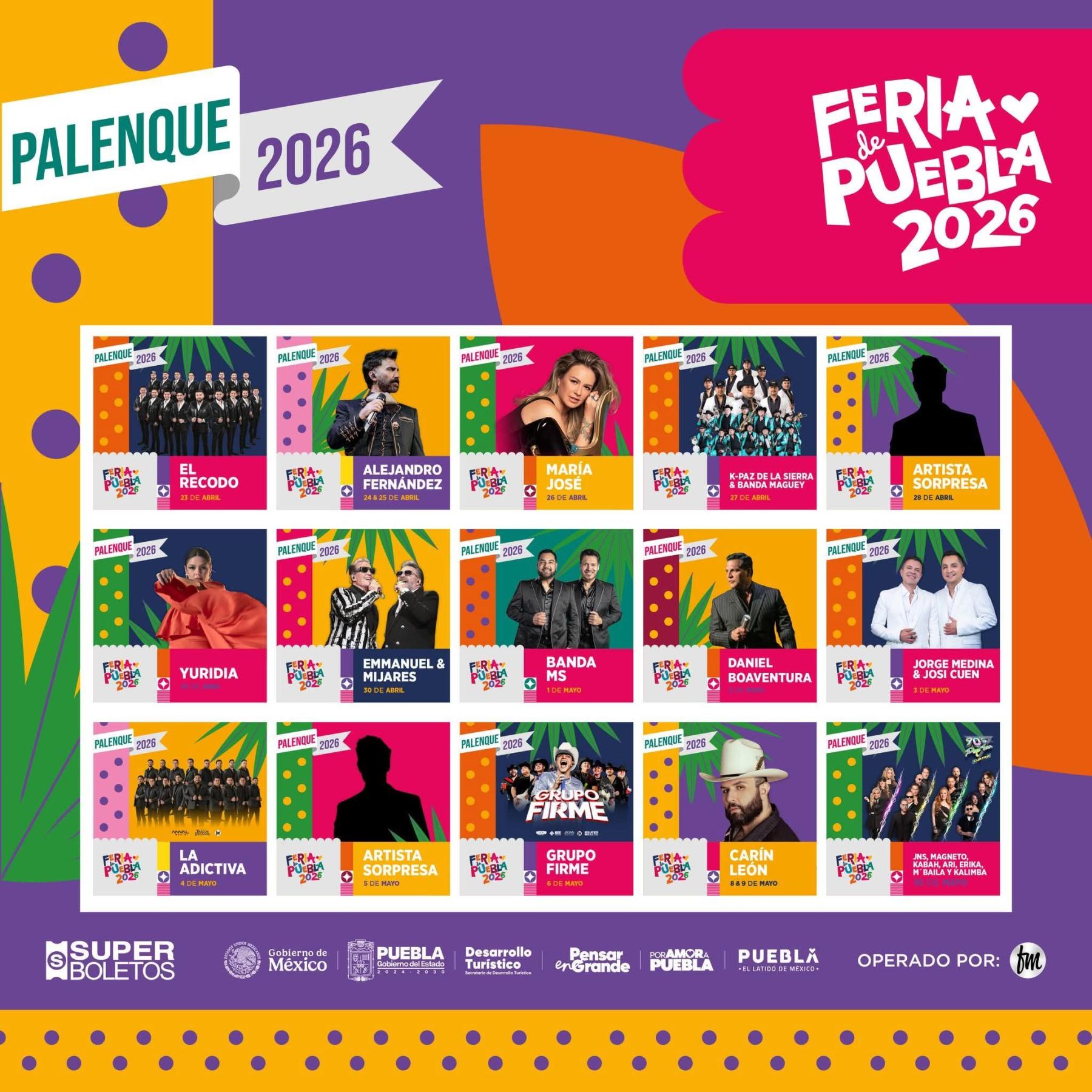 Cartelera Palenque Feria de Puebla 2026
