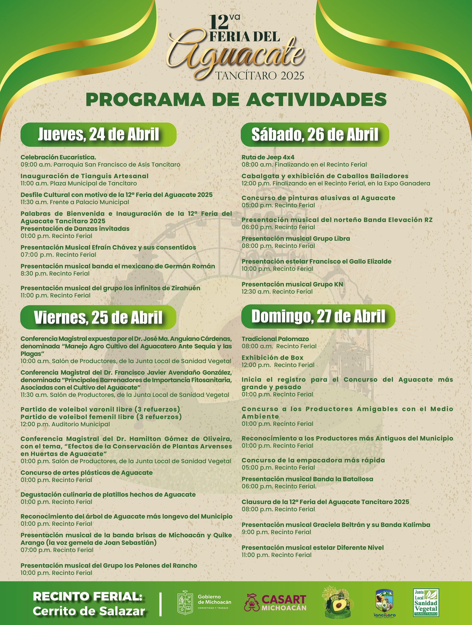 Programa Feria del Aguacate Tancítaro 2025