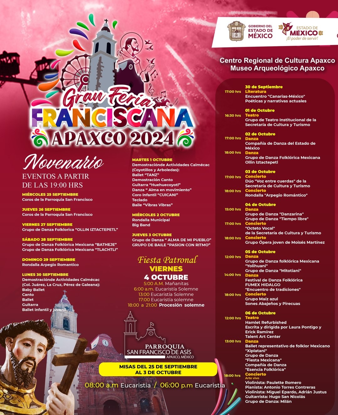 Programa, Gran Feria Franciscana Apaxco 2024
