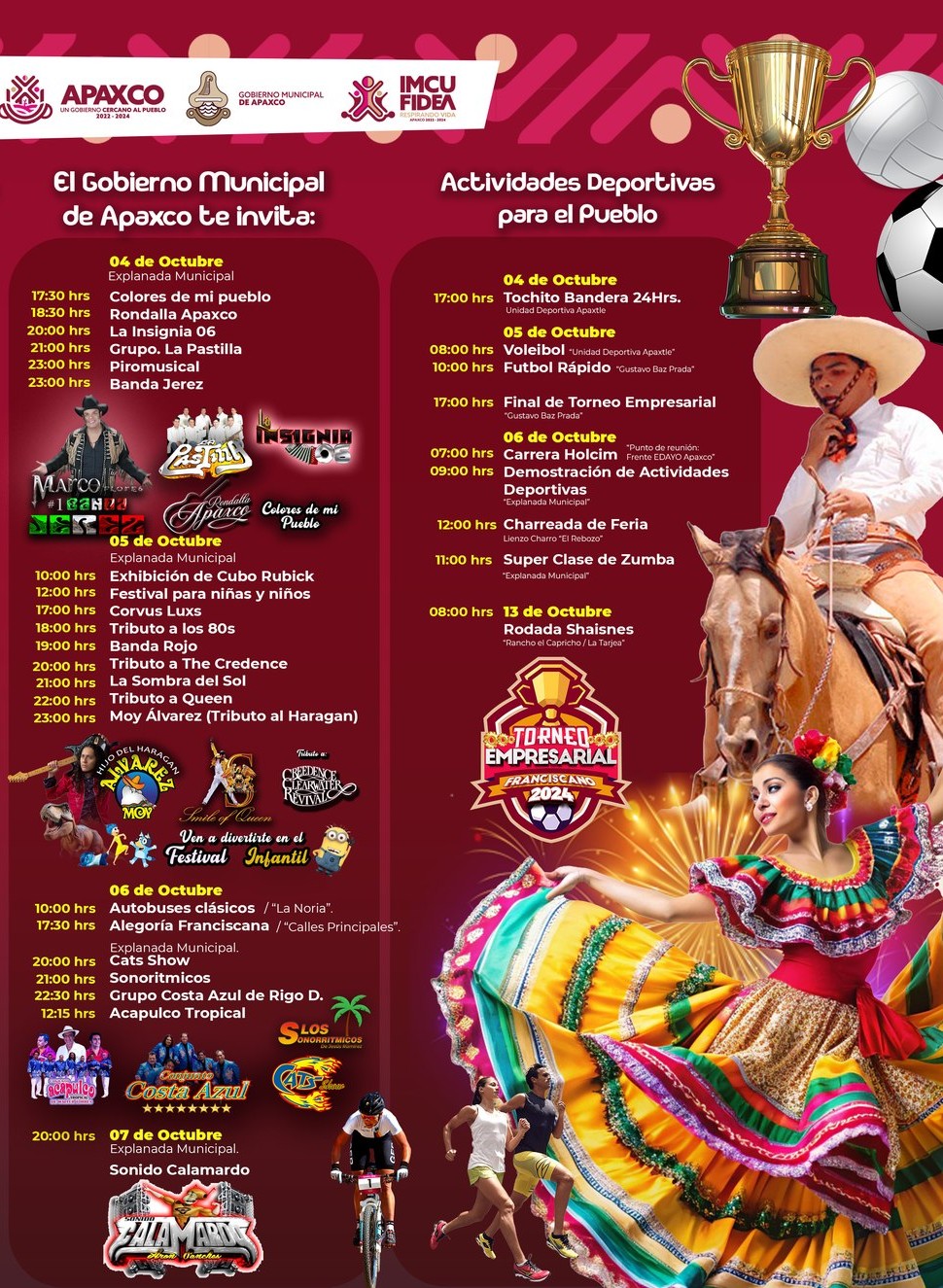 Programa, Gran Feria Franciscana Apaxco 2024