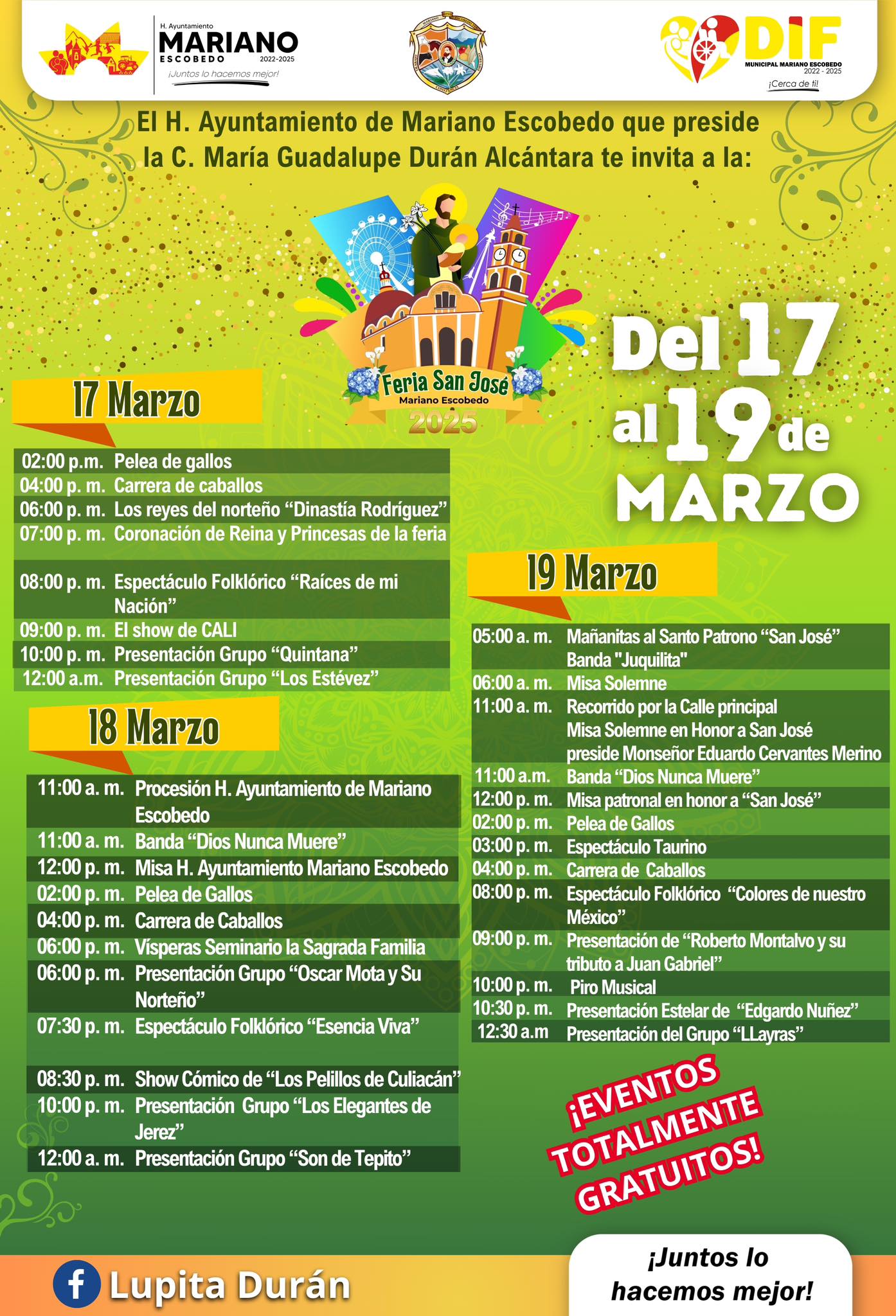 Programa Feria Patronal San José Mariano Escobedo 2025