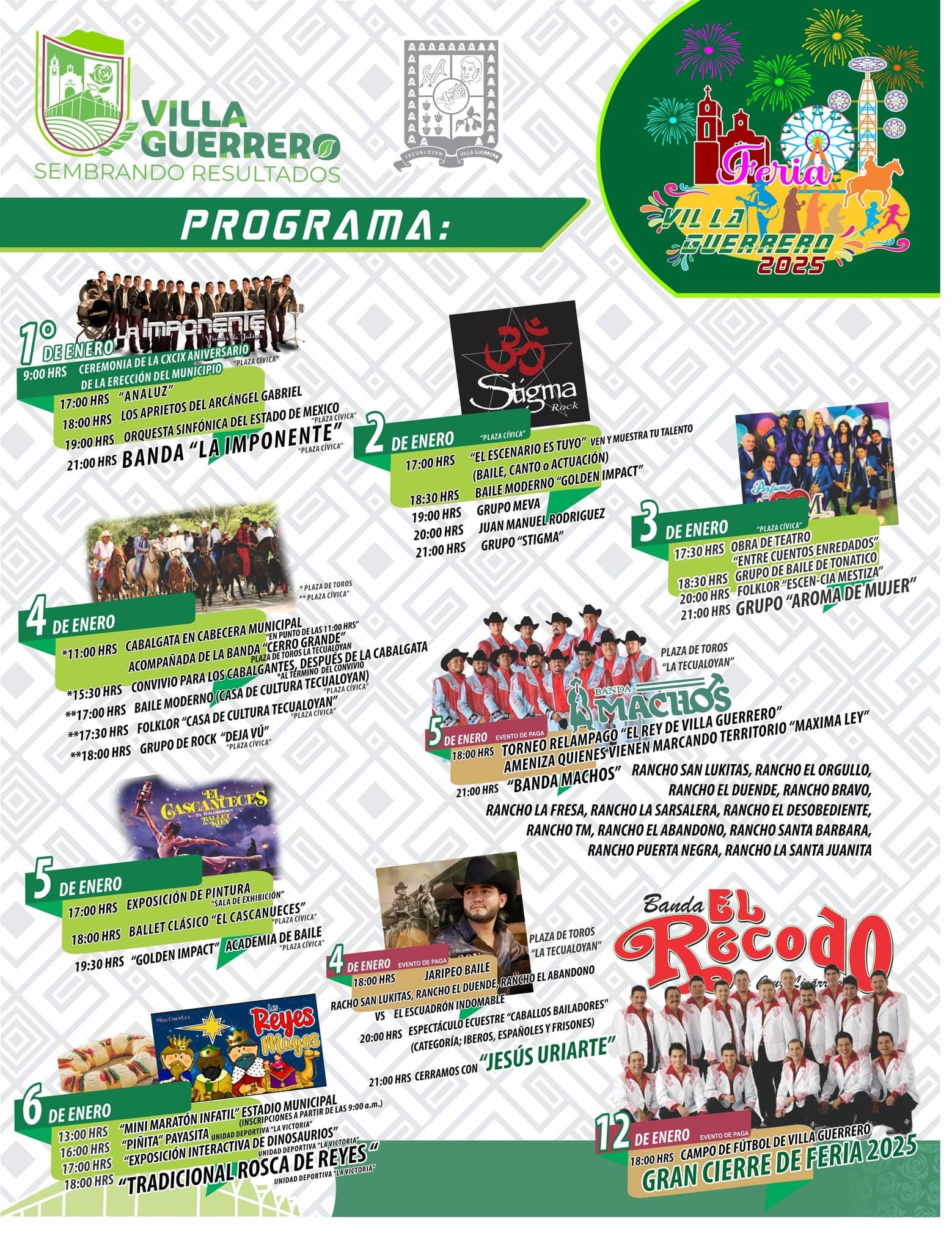 Programa y Cartelera artística Feria Villa Guerrero 2025