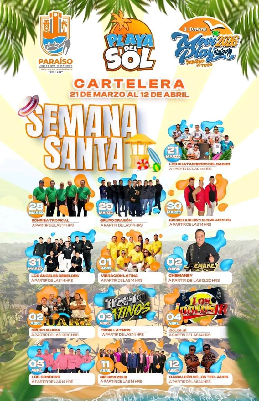 Cartelera de Fiestas de Semana Santa Paraíso 2026
