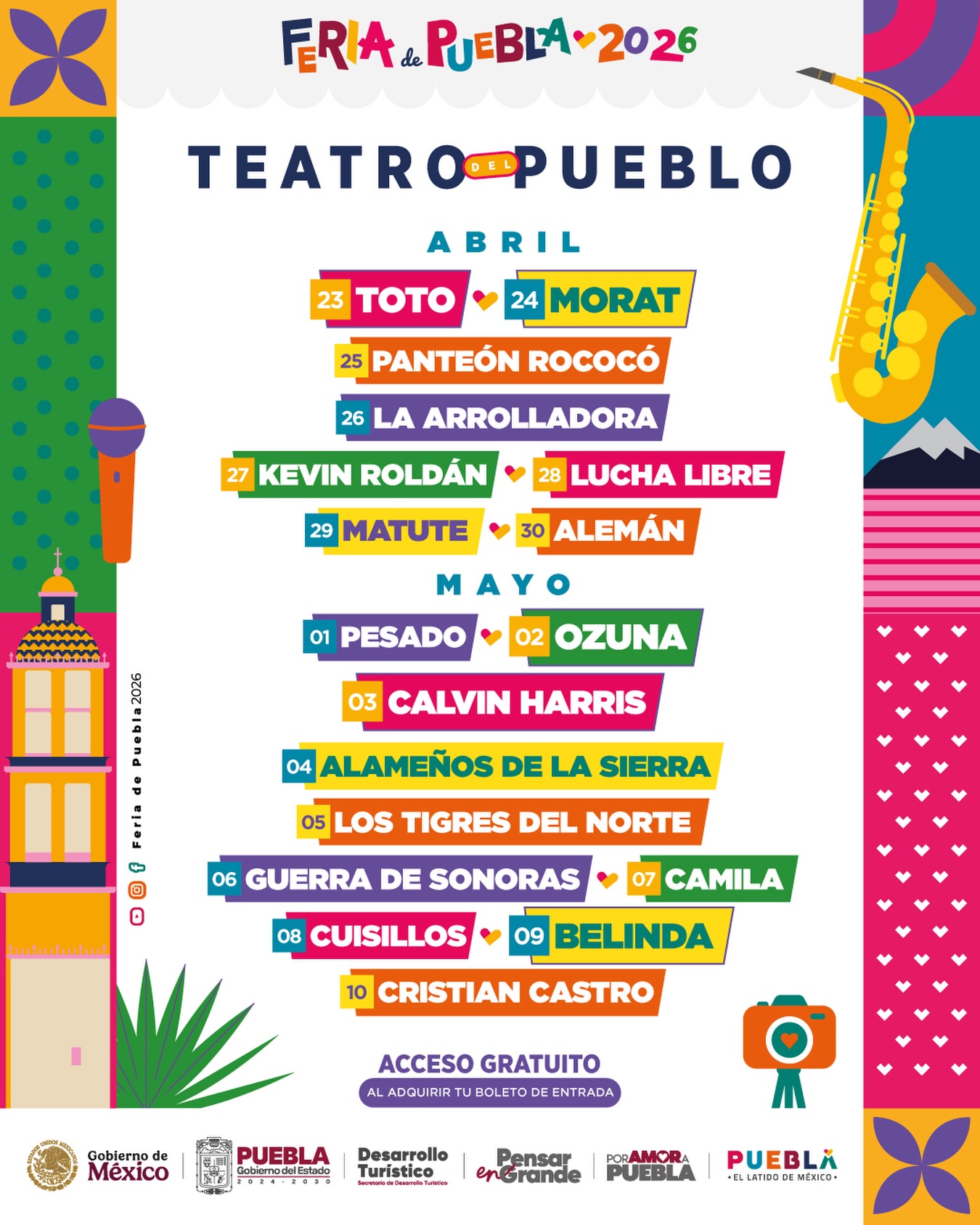 Cartelera Teatro del Pueblo Feria Puebla 2026