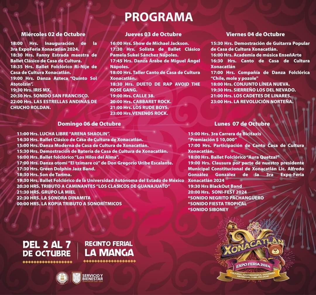 Programa Feria Xonacatlán 2024