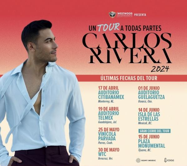 Carlos Rivera: Un Tour a Todas Partes 2024, fechas, ciudades, recintos, boletos