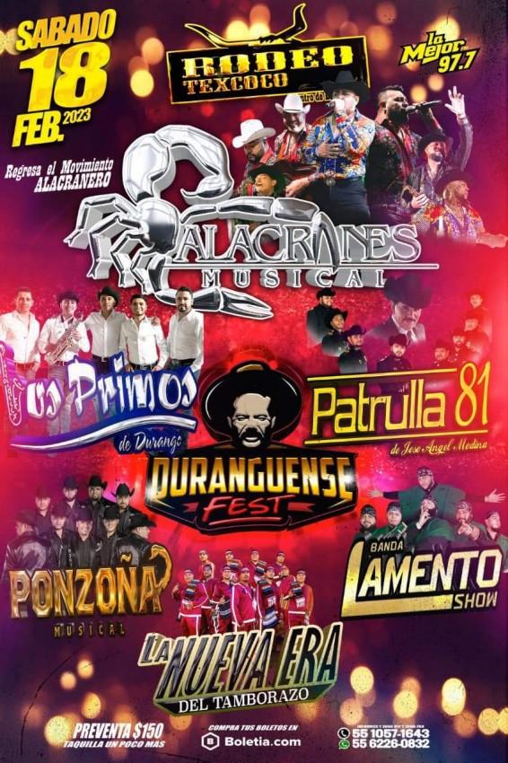 Duranguense Fest 2023 en el Rodeo Texcoco, Febrero 2023 Dónde Hay Feria
