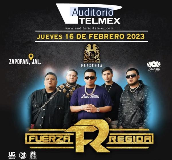 Fuerza Regida en el Auditorio Telmex Guadalajara, Febrero 2023 DÓNDE