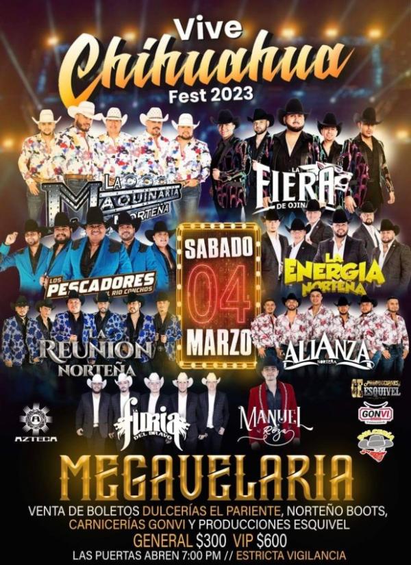 Vive Chihuahua Fest 2023 en la Megavelaria de Aguascalientes, Marzo 2023