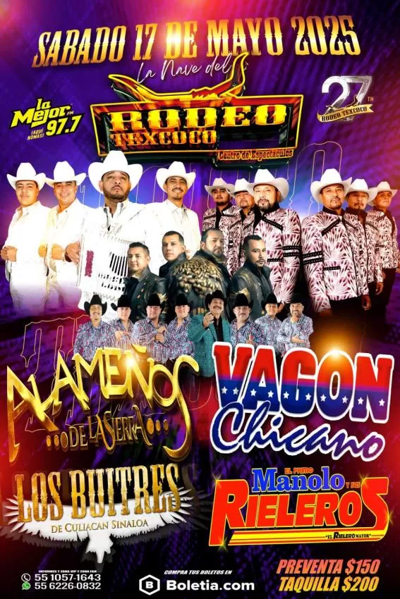 Alameños de la Sierra y Vagón Chicano en Rodeo Texcoco, Mayo 2025