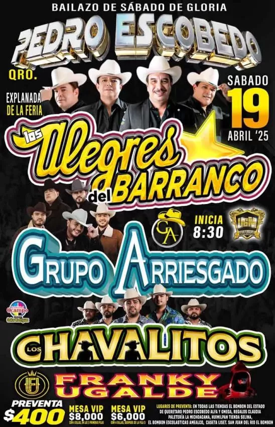 Alegres del Barranco, Grupo Arriesgado y Los Chavalitos en Pedro Escobedo