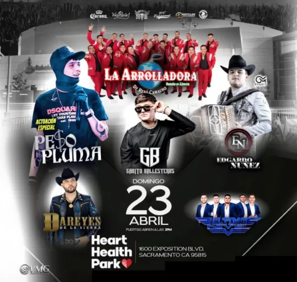 Arrolladora, Peso Pluma, Gabito Ballesteros, Edgardo Núñez y Dareyes en Sacramento, Abril 2023 Arrolladora, Peso Pluma, Gabito Ballesteros, Edgardo Núñez y Dareyes en Sacramento, Abril 2023