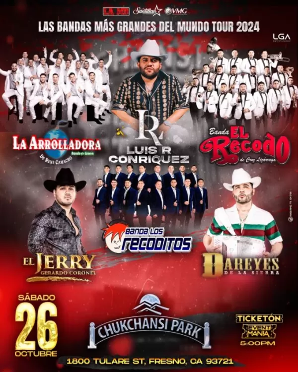 Arrolladora, Recodo, Recoditos y Luis R Conriquez en Fresno, CA