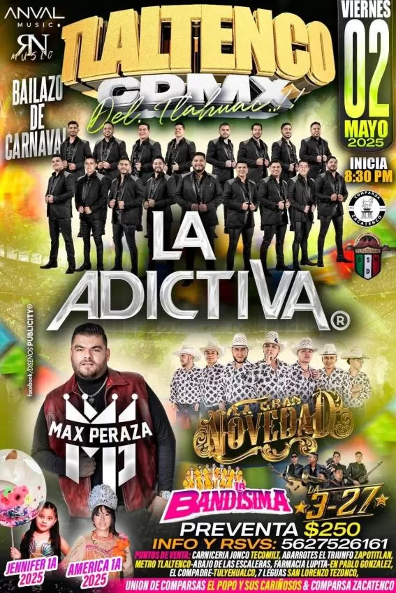 Banda La Adictiva en Tlaltenco, CDMX, Mayo 2025