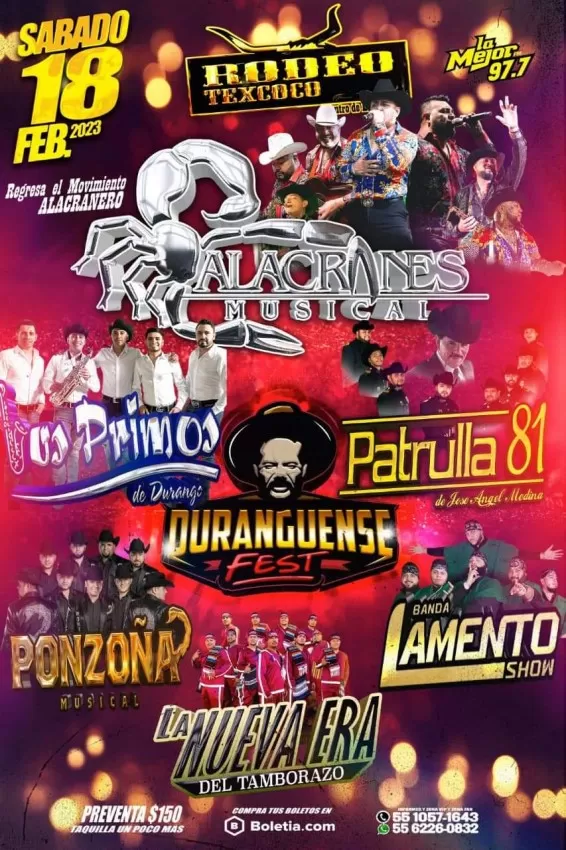 Duranguense Fest 2023 en el Rodeo Texcoco, Febrero 2023