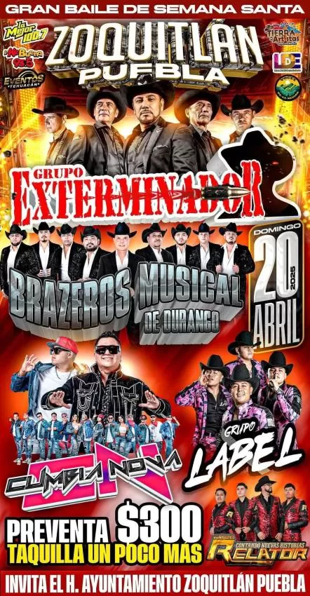 Exterminador, Brazeros Musical y Cumbia Nova en Zoquitlán, Puebla