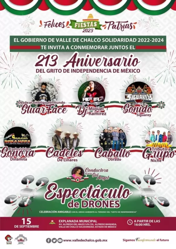 Grito de Independencia 2023 en Valle de Chalco, Estado de México