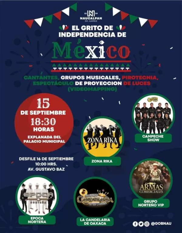Grito de Independencia 2024 en Naucalpan, Edomex