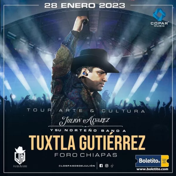 Julión Álvarez en el Foro Chiapas de Tuxtla Gutiérrez, Enero 2023 Julión Álvarez en el Foro Chiapas de Tuxtla Gutiérrez, Enero 2023