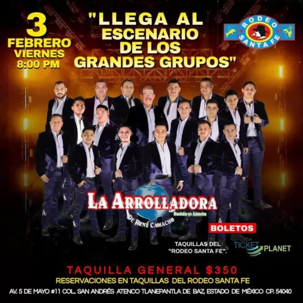La Arrolladora Banda El Limón en el Rodeo Santa Fe Tlalnepantla, Febrero 2023 La Arrolladora Banda El Limón en el Rodeo Santa Fe Tlalnepantla, Febrero 2023