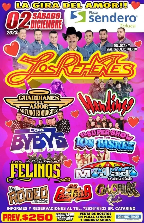 La Gira del Amor 2023 en Toluca: Los Rehenes, Mojado, Los Bybys, Mandingo...