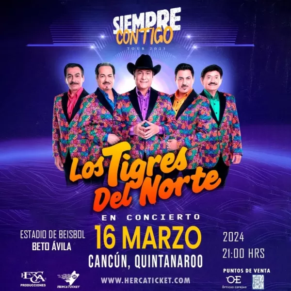 Los Tigres del Norte en Cancún, Quintana Roo, Marzo 2024