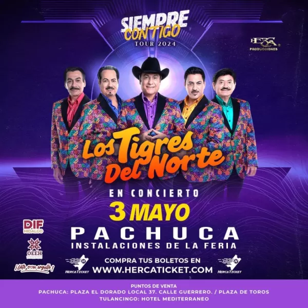 Los Tigres del Norte en Pachuca, Hidalgo, Mayo 2024