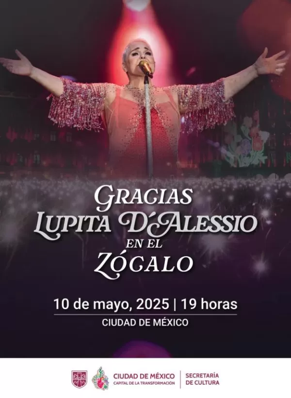 Lupita D'Alessio en el Zócalo CDMX, Mayo 2025