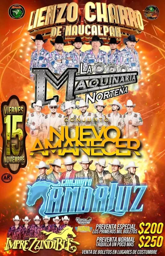 Maquinaria Norteña, Nuevo Amancer y Andaluz en Naucalpan, Noviembre 2024