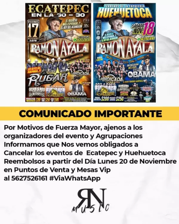 Ramón Ayala y sus Bravos del Norte en Ecatepec, Estado de México, Noviembre 2023