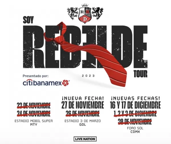 RBD: Soy Rebelde Tour 2023, fechas, ciudades y recintos en México