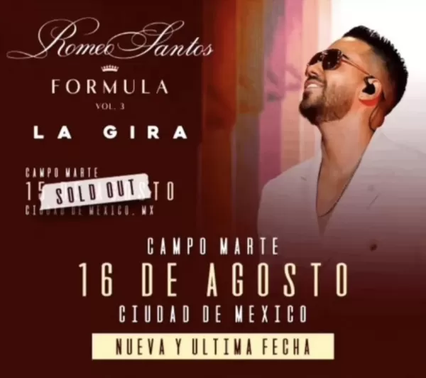 Romeo Santos en el Campo Marte, CDMX, Agosto 2023 Romeo Santos en el Campo Marte, CDMX, Agosto 2023