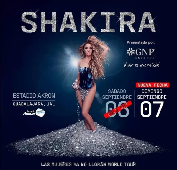 Shakira en el Estadio Akron, Guadalajara, Septiembre 2025