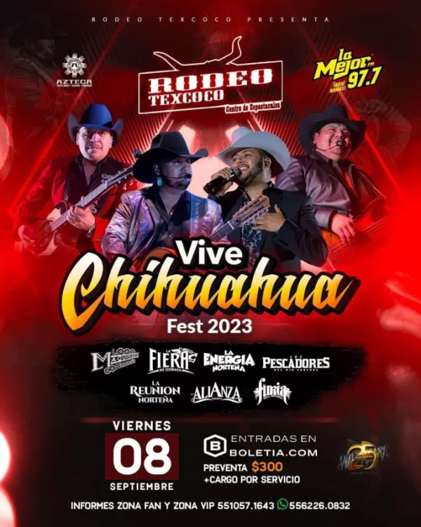 Vive Chihuahua Fest 2023 en el Rodeo Texcoco, Edomex, Septiembre 2023 Dónde Hay Feria