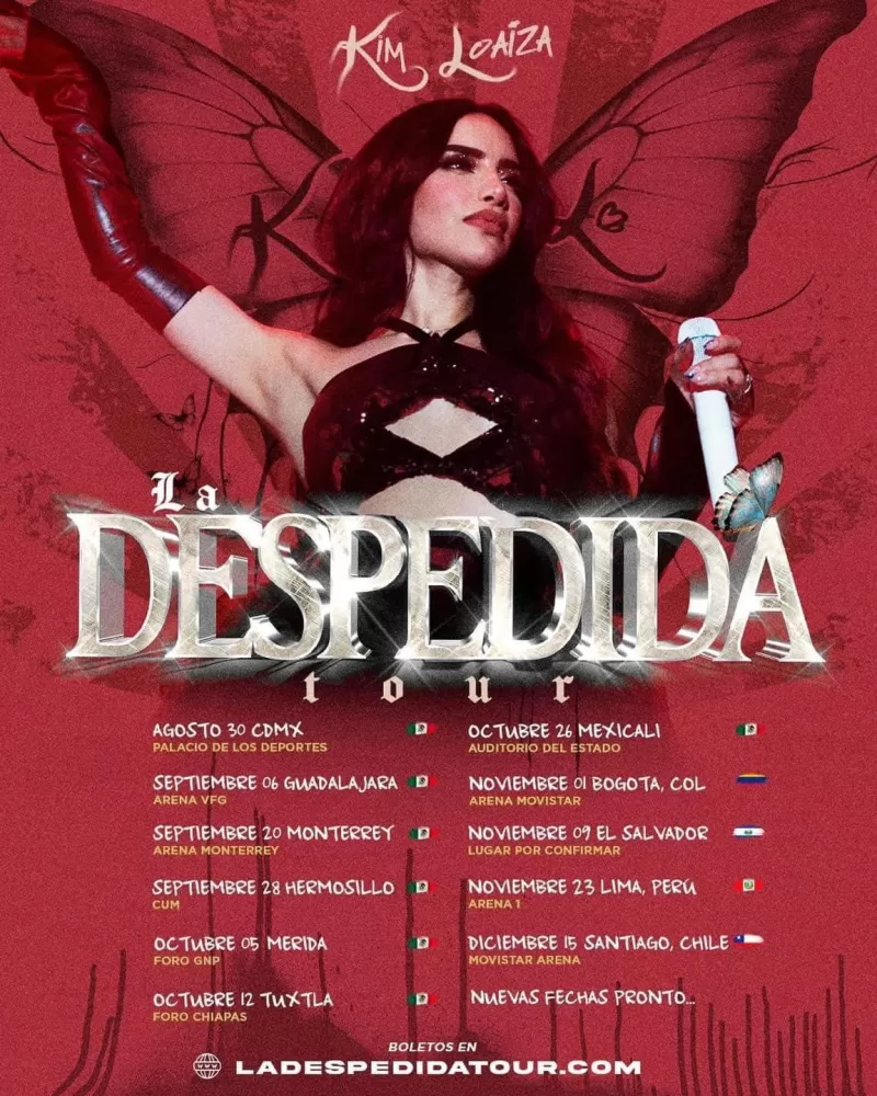 Kim Loaiza La Despedida Tour 2024, fechas, ciudades, sedes, boletos