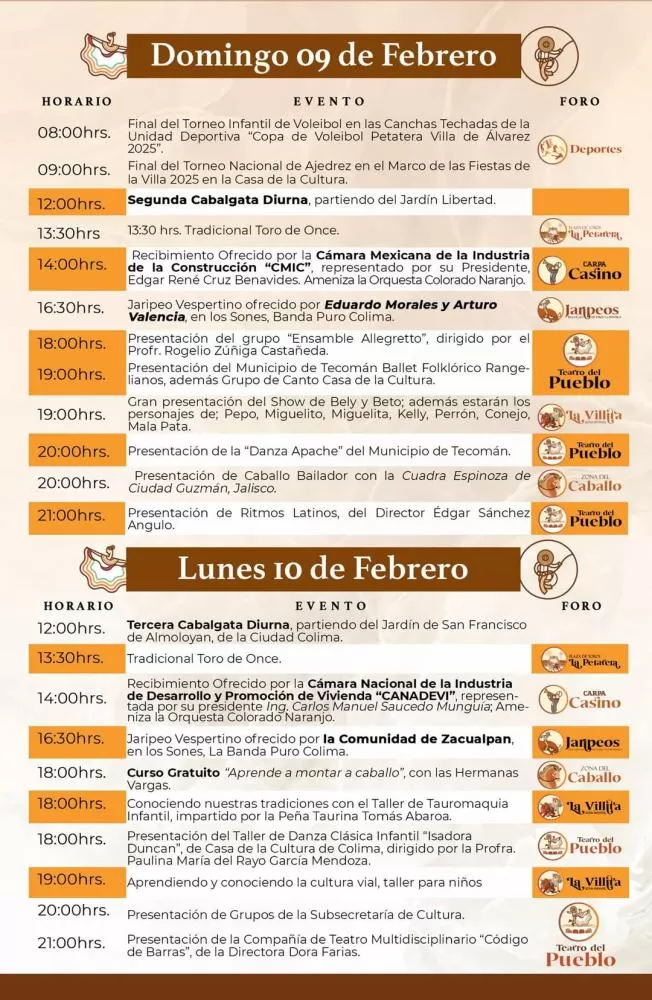 Programa Fiestas Villa de Álvarez 2025
