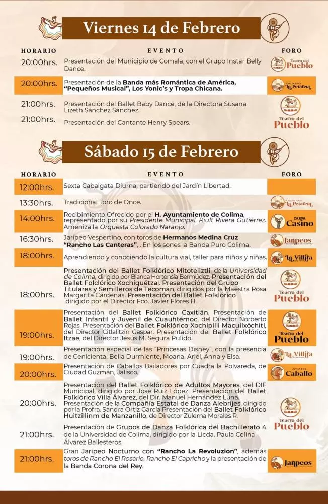 Programa Fiestas Villa de Álvarez 2025