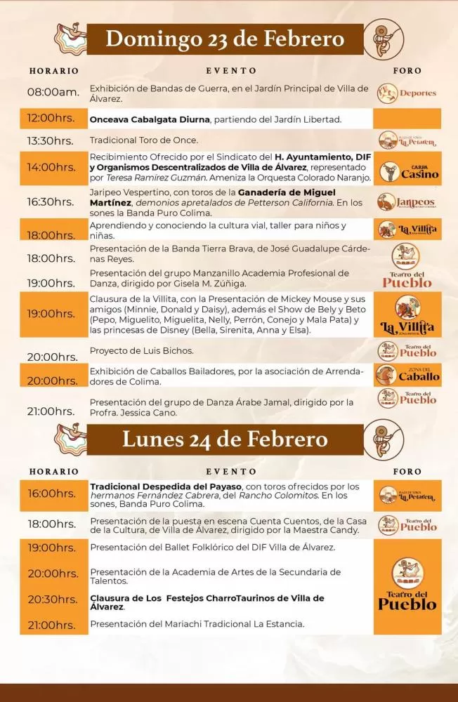 Programa Fiestas Villa de Álvarez 2025