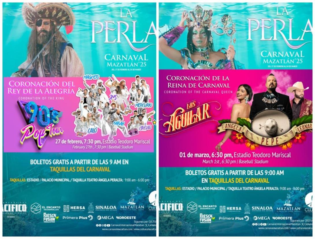 90's Pop Tour y Los Aguilar se integran al elenco del Carnaval Mazatlán 2025 90's Pop Tour y Los Aguilar se integran al elenco del Carnaval Mazatlán 2025